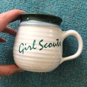 Vintage Girl Scouts Pottery Mug White Green